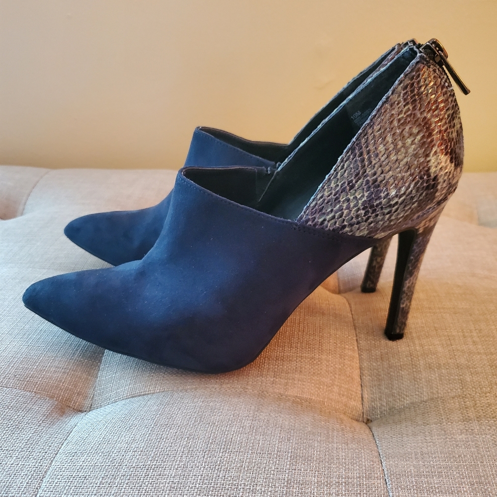 Blue Suede & Snakeskin Shooties